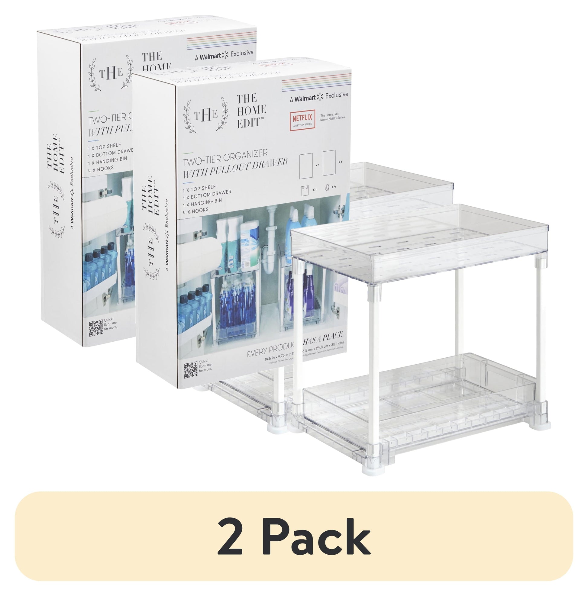 (2 Pack)  under Cabinet 2-Tier Storage Tower, 10X14.5X15In