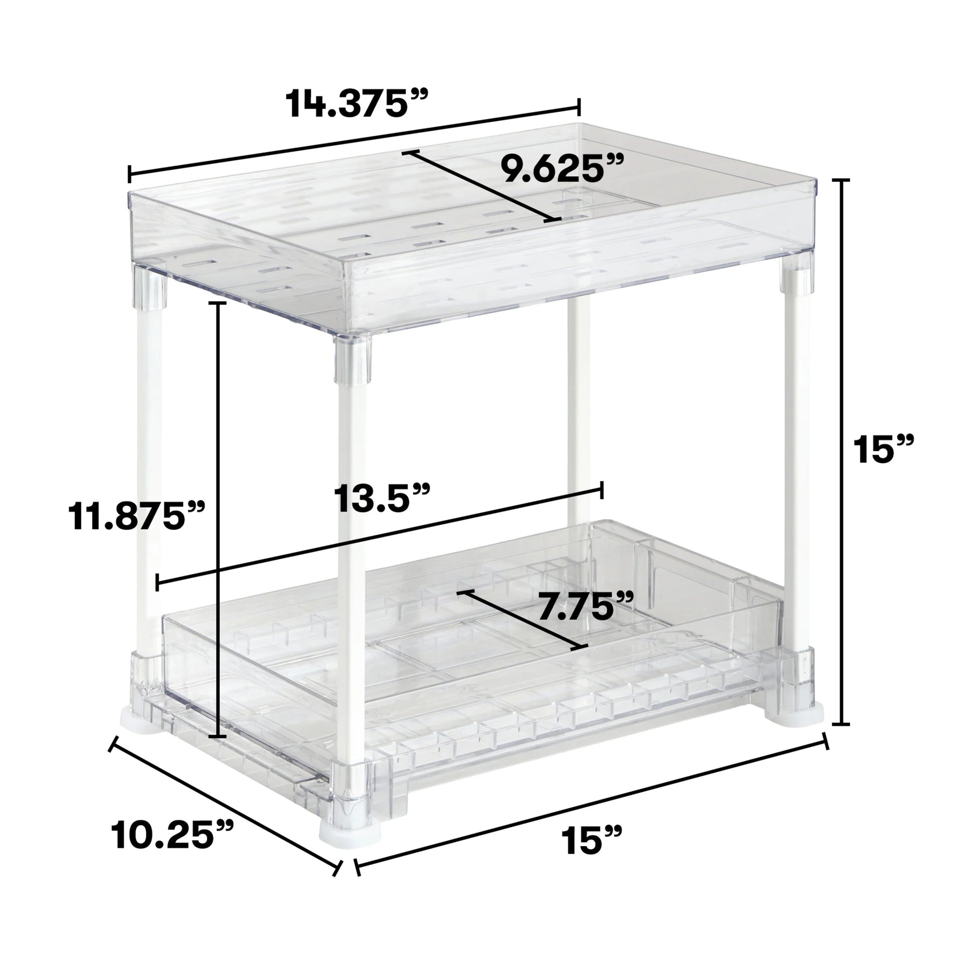 (2 Pack)  under Cabinet 2-Tier Storage Tower, 10X14.5X15In